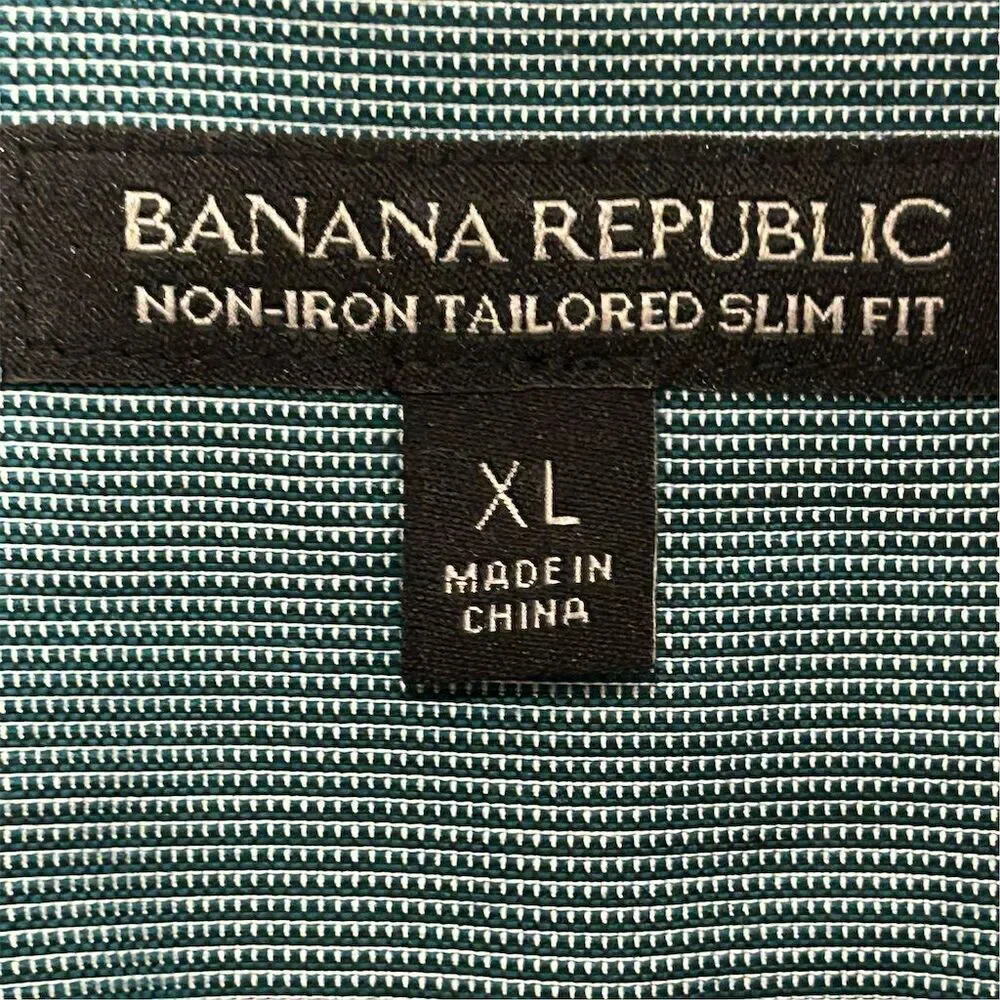 Banana Republic Men's‎ XL Green Slim Fit Non-Iron Dress Shirt Long Sleeve